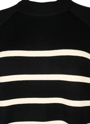 Stripete strikket kjole med turtleneck, Black Comb, Packshot image number 2