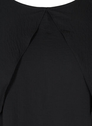 Bluse med ballongermer og smock, Black, Packshot image number 2