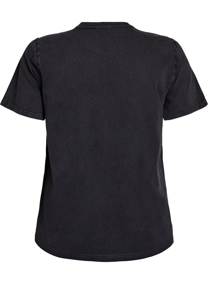 T-skjorte i økologisk bomull med statement-trykk, Grå, Packshot image number 1