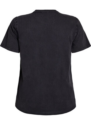 Zizzi T-skjorte i økologisk bomull med statement-trykk, Grå, Packshot image number 1