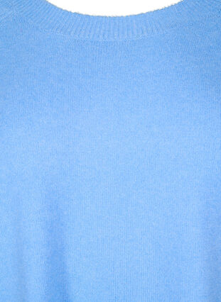 Zizzi Langstrikket bluse med knappdetalj på siden, Della R. Blue Mel., Packshot image number 2