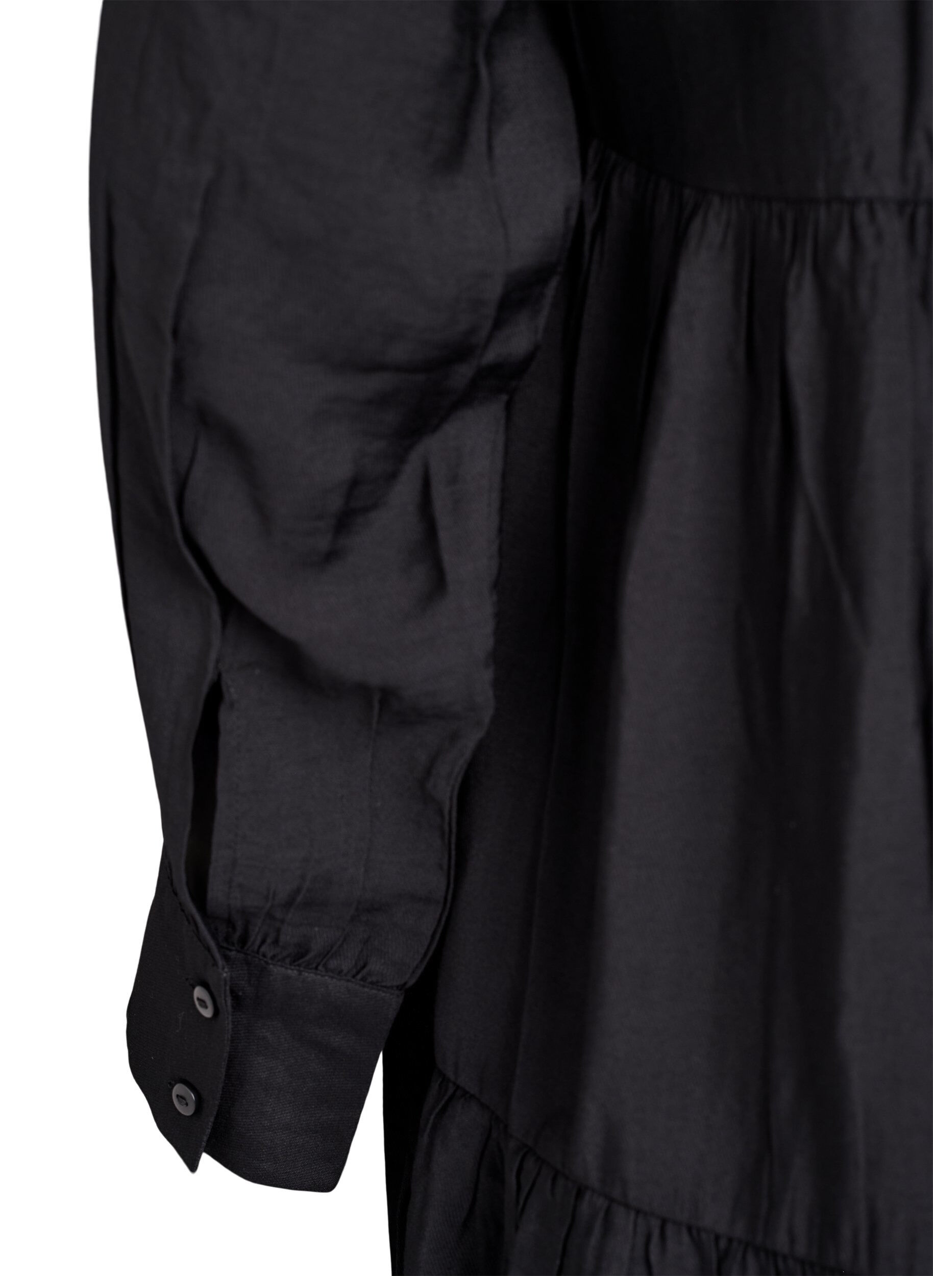 Zizzi A-linje kjole med volangkrage, Svart, Packshot image number 3