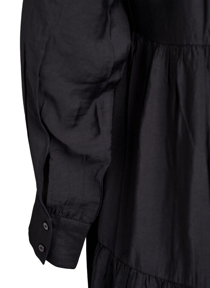 A-linje kjole med volangkrage, Svart, Packshot image number 3