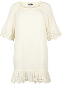 Bomullskjole med broderi anglaise