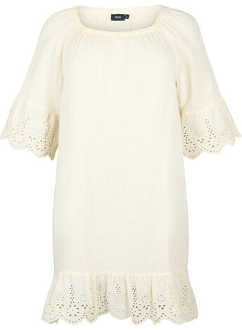 Bomullskjole med broderi anglaise