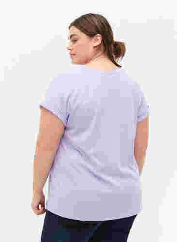 Kortermet T-skjorte i bomullsblanding, Lavender, Model image number 1
