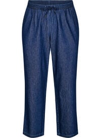 Jeans med rett passform og elastisk linning, Blå Jeans med rett passform og elastisk linning