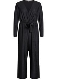 Jumpsuit med glitter og knytebelte, Svart