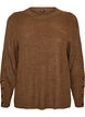 Strikket bluse med ribbestruktur og knappdetaljer, Brun, Packshot image number 0