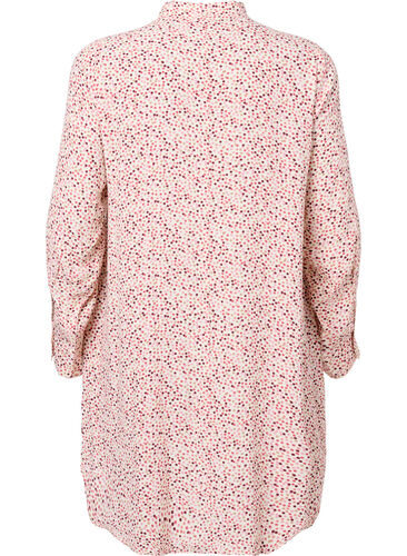 Prikket viskosekjole med knapper, Rose Dot AOP, Packshot image number 1