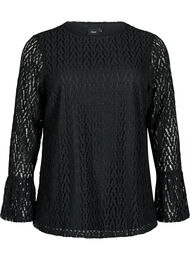 Blondebluse med volangermer, Black