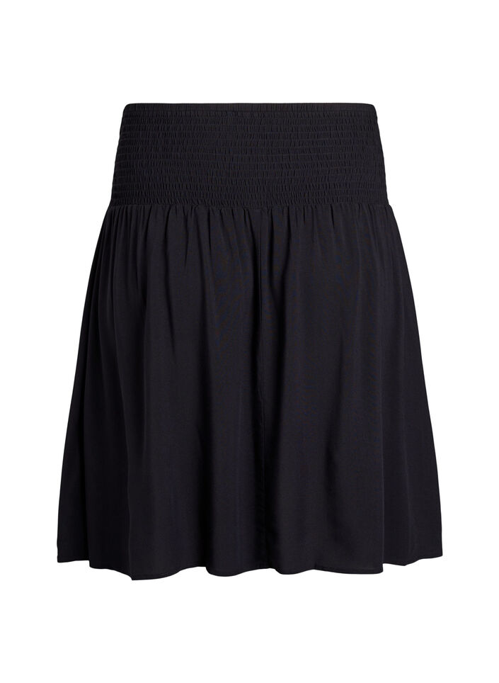 FLASH – kort skjørt med vaffelsydd midje, Svart, Packshot image number 1