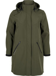 Lang softshelljakke med hette, Forest Night Solid