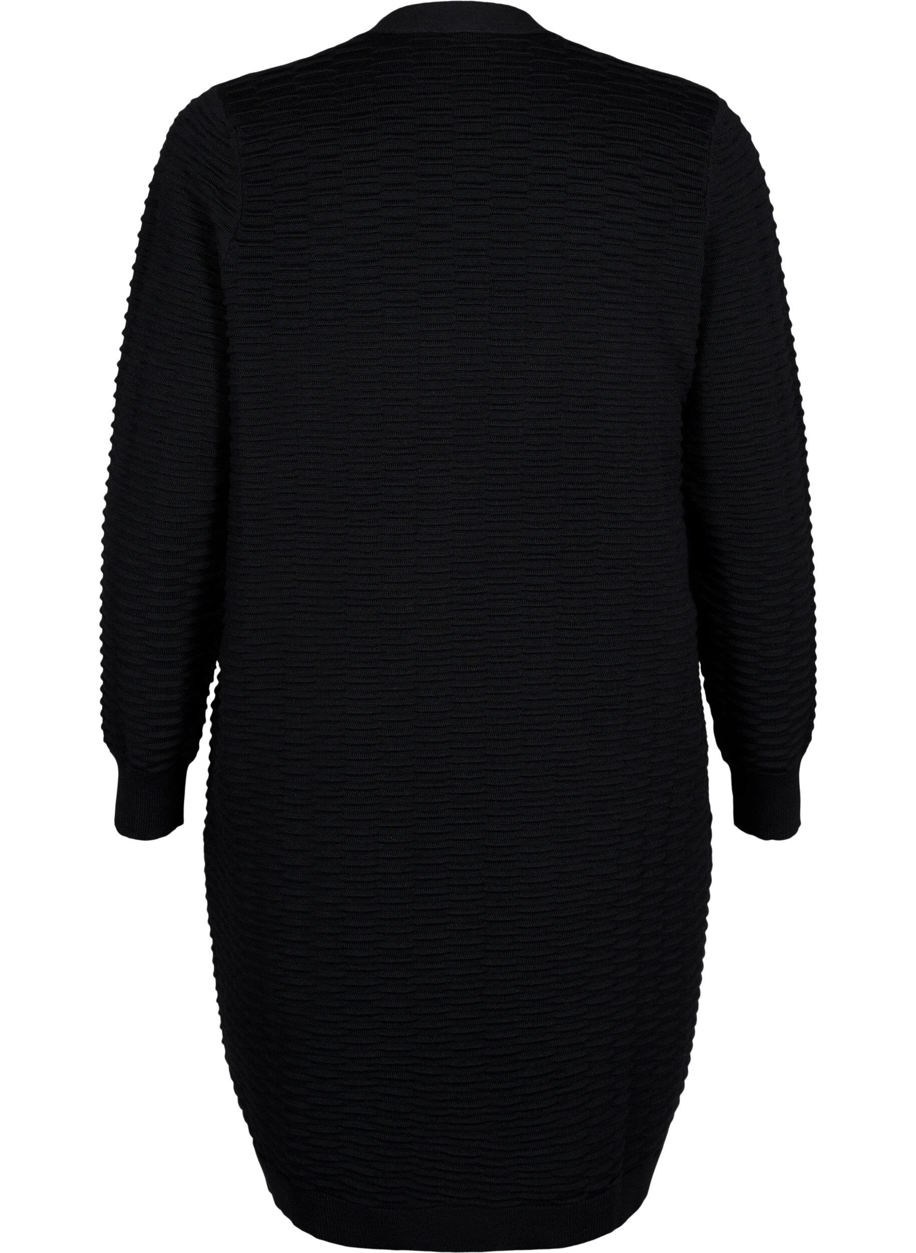 Zizzi Strikket cardigan i bomull-viskoseblanding, Black, Packshot image number 1