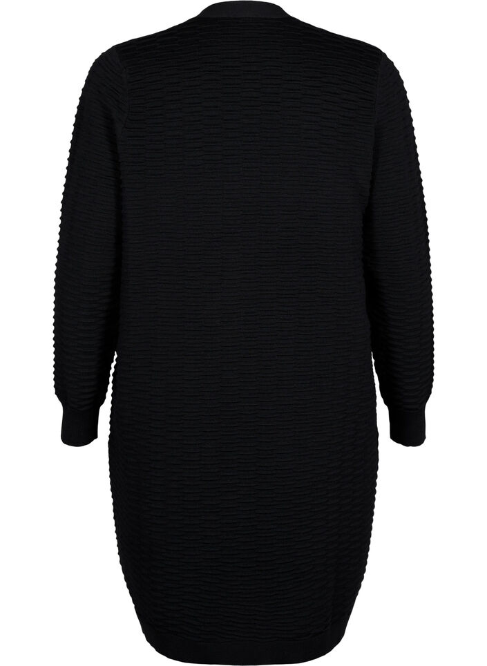 Strikket cardigan i bomull-viskoseblanding, Black, Packshot image number 1