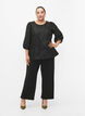 Jacquard-bluse med 3/4-ermer, Black, Model image number 2
