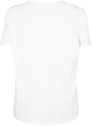 T-skjorte med V-hals og kryssdetalj, Warm Off-white, Packshot image number 1