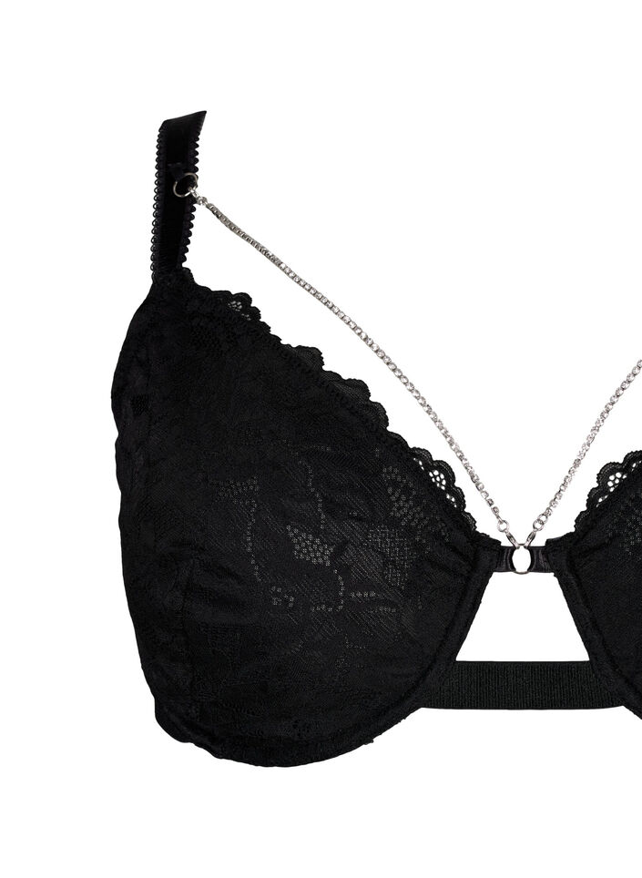 Fulldekning blonde-BH med kjededetalj, Black, Packshot