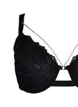 Zizzi Fulldekning blonde-BH med kjededetalj, Black, Packshot image number 2