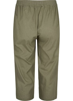 7/8-bukser i bomullsmiks med lin, Deep Lichen Green, Packshot image number 1