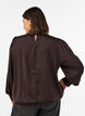 Bluse med satenglook og ballongfasong, Brun, Model image number 2