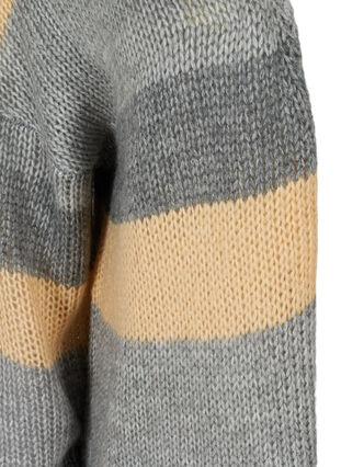 Kort og stripete strikket cardigan, Light Grey Mel Comb, Packshot image number 2