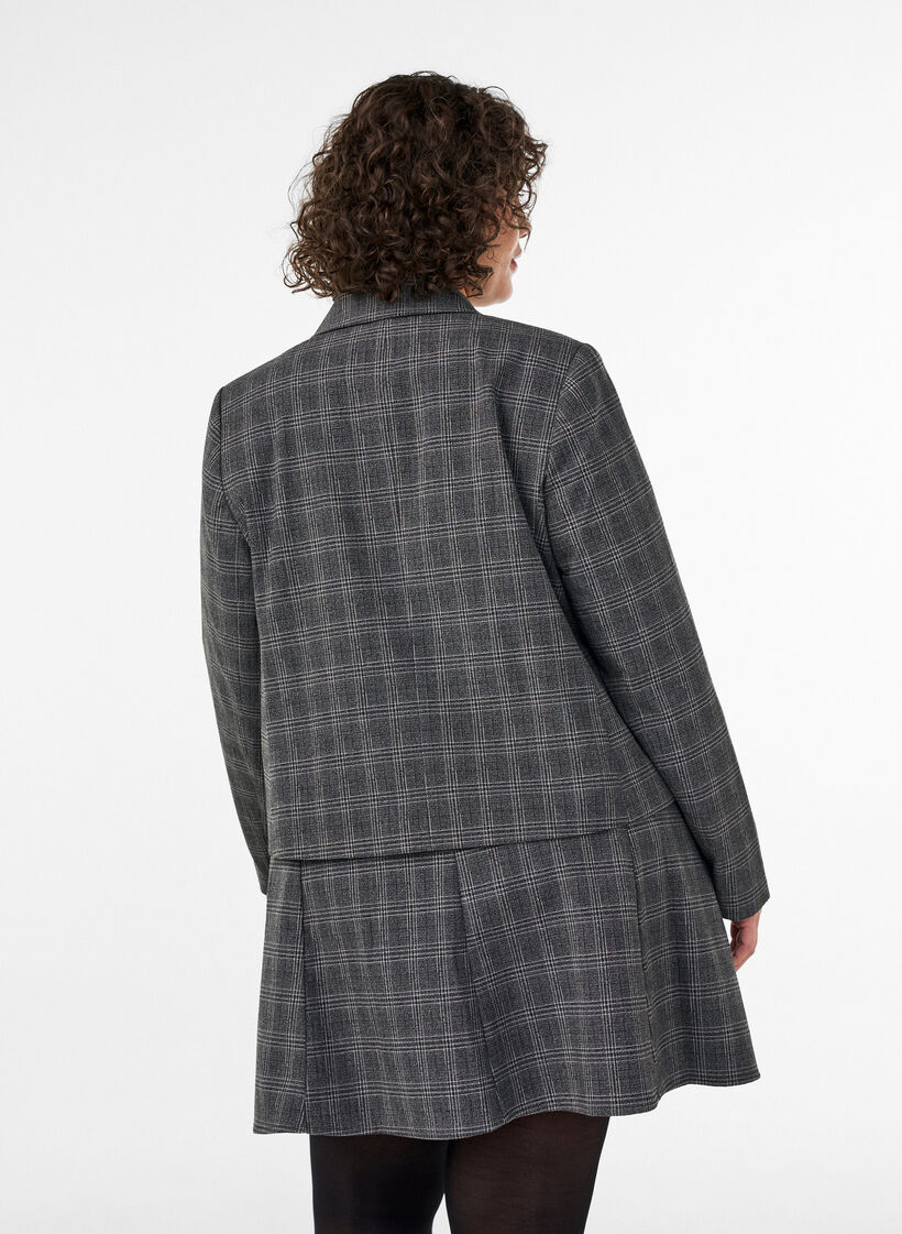 Kort blazer med rutete m&oslash;nster, Gr&aring;, Model image number 2