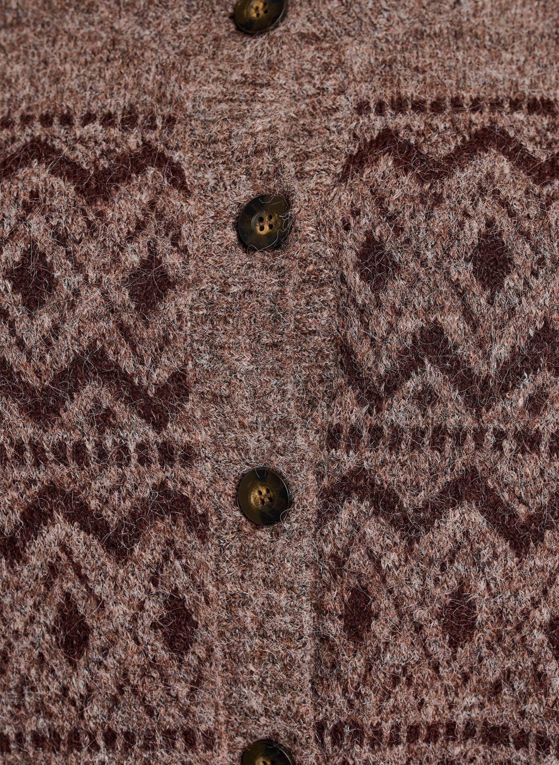 ZizziJacquard m&oslash;nster cardigan, Brun, Packshot image number 2