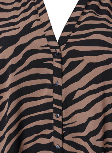 Skjorte med v-hals og sebratrykk, Black/Brown Zebra, Packshot image number 2