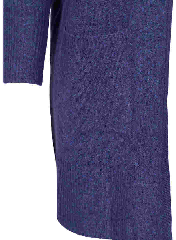 Melert strikket cardigan med lommer, Deep Cobalt Mel., Packshot image number 3