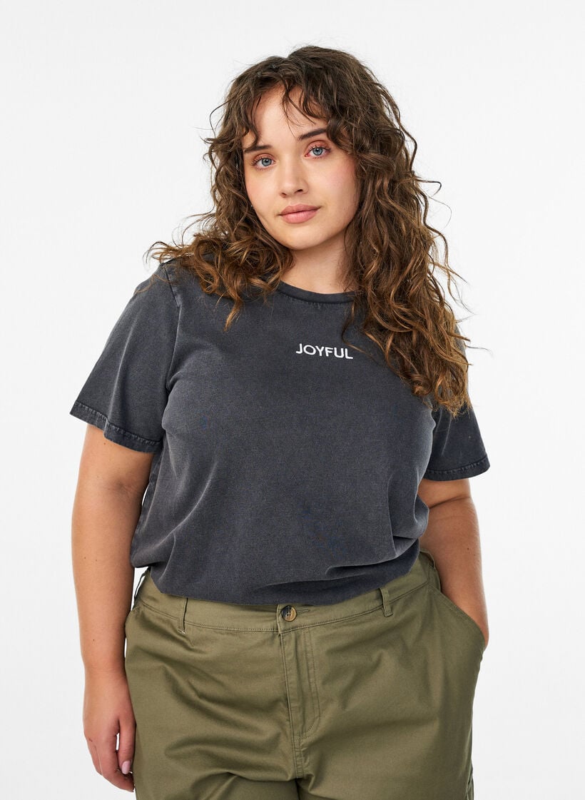 T-skjorte i organisk bomull med trykk på ryggen, Grå, Model image number 0