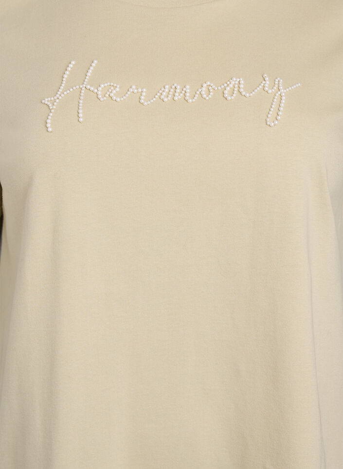 T-skjorte i økologisk bomull med perletekst, Eucalyptus Wh.Pearls, Packshot