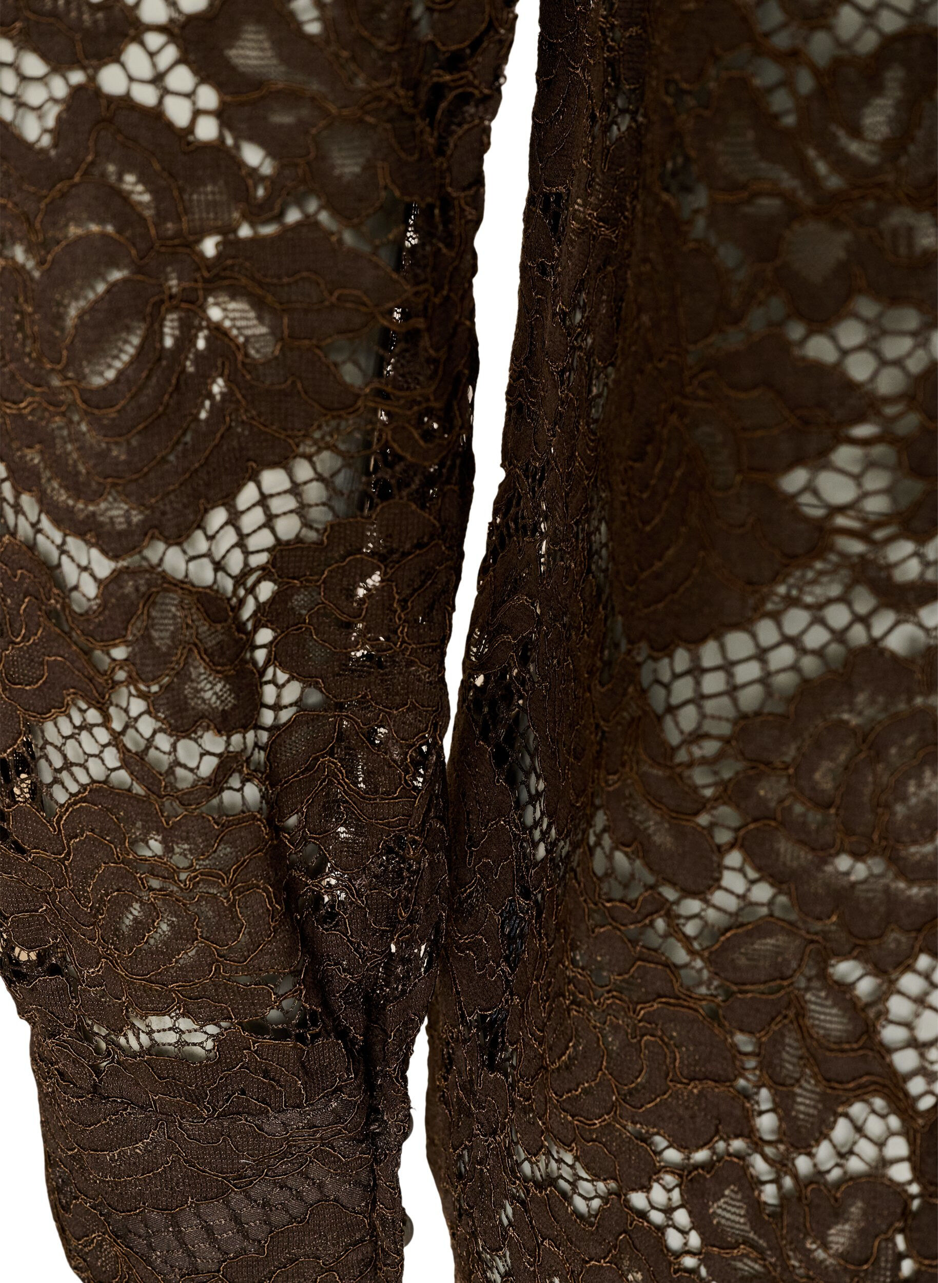 ZizziSkjorte i blonder med perleknapper, Brun, Packshot image number 3