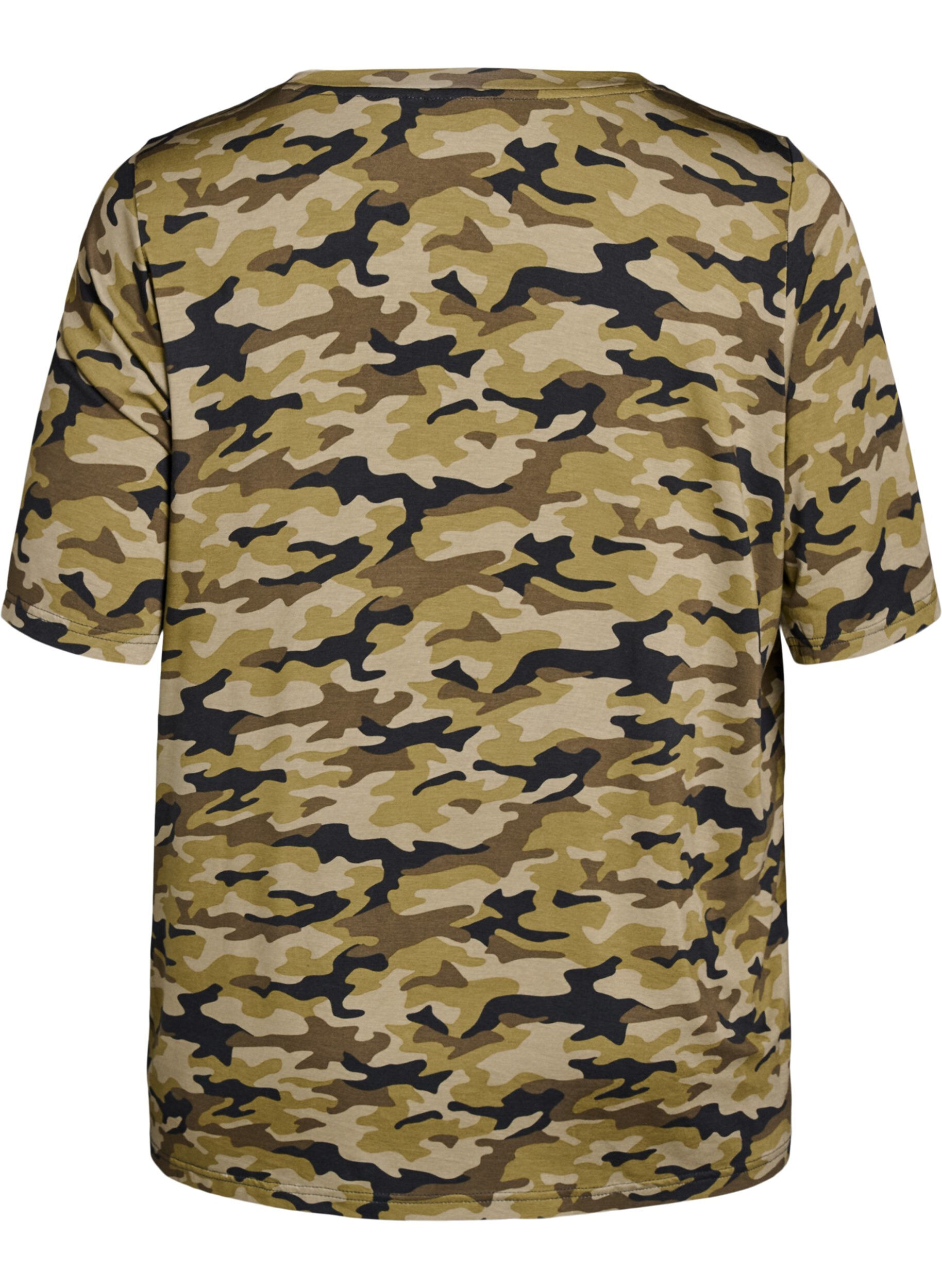 ZizziT-skjorte med TENCEL&trade; Lyocell og kamuflasjetrykk, Gr&oslash;nn, Packshot image number 1