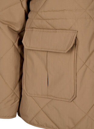 Zizzi Vattert jakke med krage og lommer, Brun, Packshot image number 3