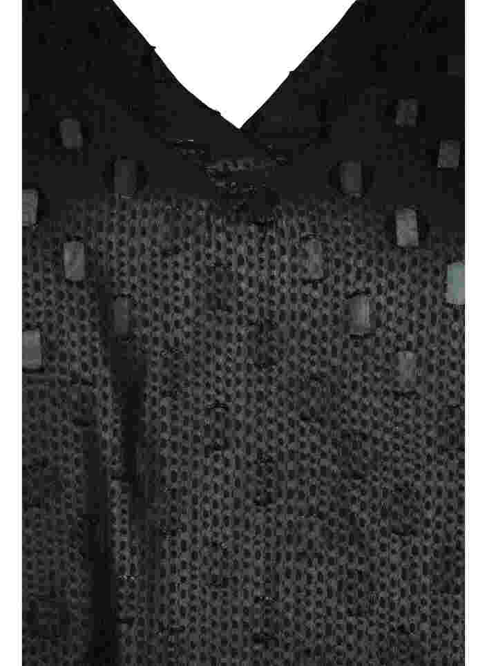 Strukturmønstrete tunika med lange ermer og V-hals, Black, Packshot image number 2