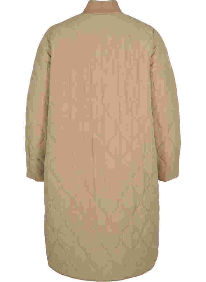 Lang quiltet jakke med glidelås og lommer, Amphora, Packshot image number 1