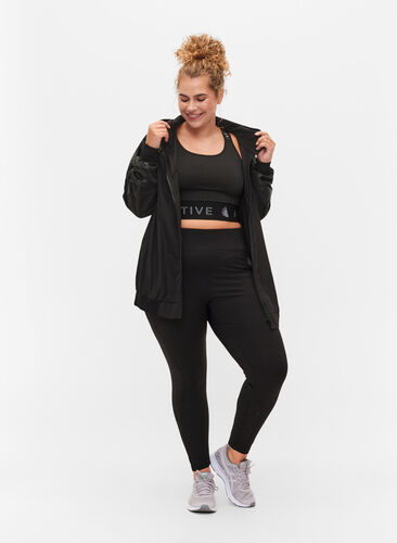 Treningsjakke med ton-i-ton mønster, Black, Model image number 2