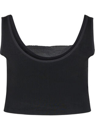 Sømløs BH med blonder, Black, Packshot image number 1
