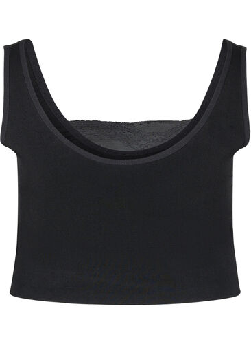 Sømløs BH med blonder, Black, Packshot image number 1