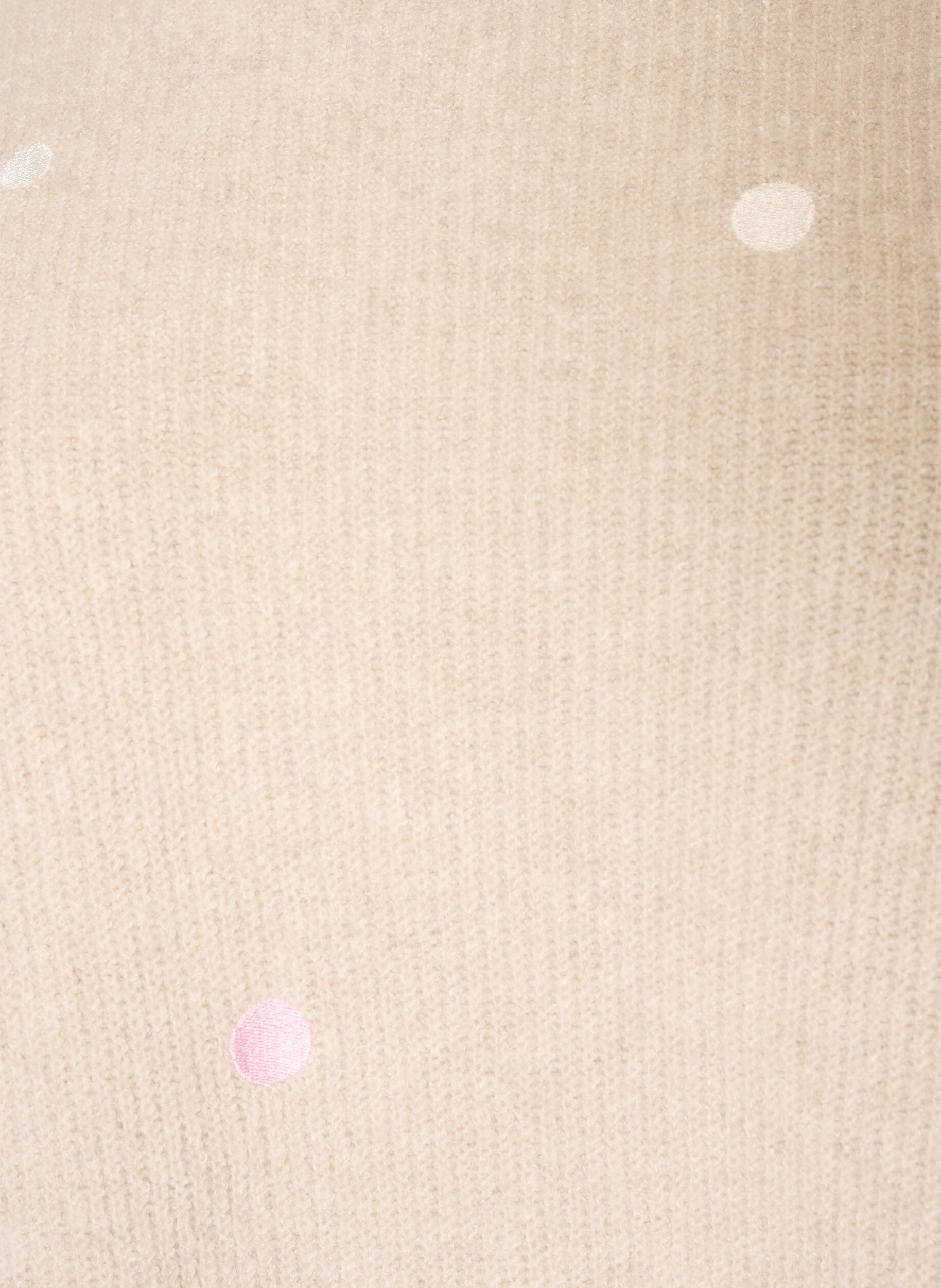 ZizziStrikkebluse med sm&aring; broderte motiver, Beige, Packshot image number 2