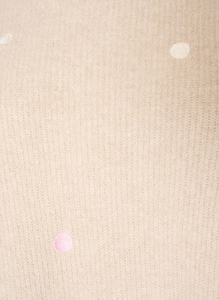 Strikkebluse med sm&aring; broderte motiver, Beige, Packshot image number 2