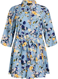 M&oslash;nstret tunika med knytebelte og 3/4 ermer, 