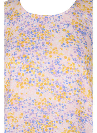 Blomstrete viskosebluse med smock og 3/4-ermer, Rose Ditsy AOP, Packshot image number 2