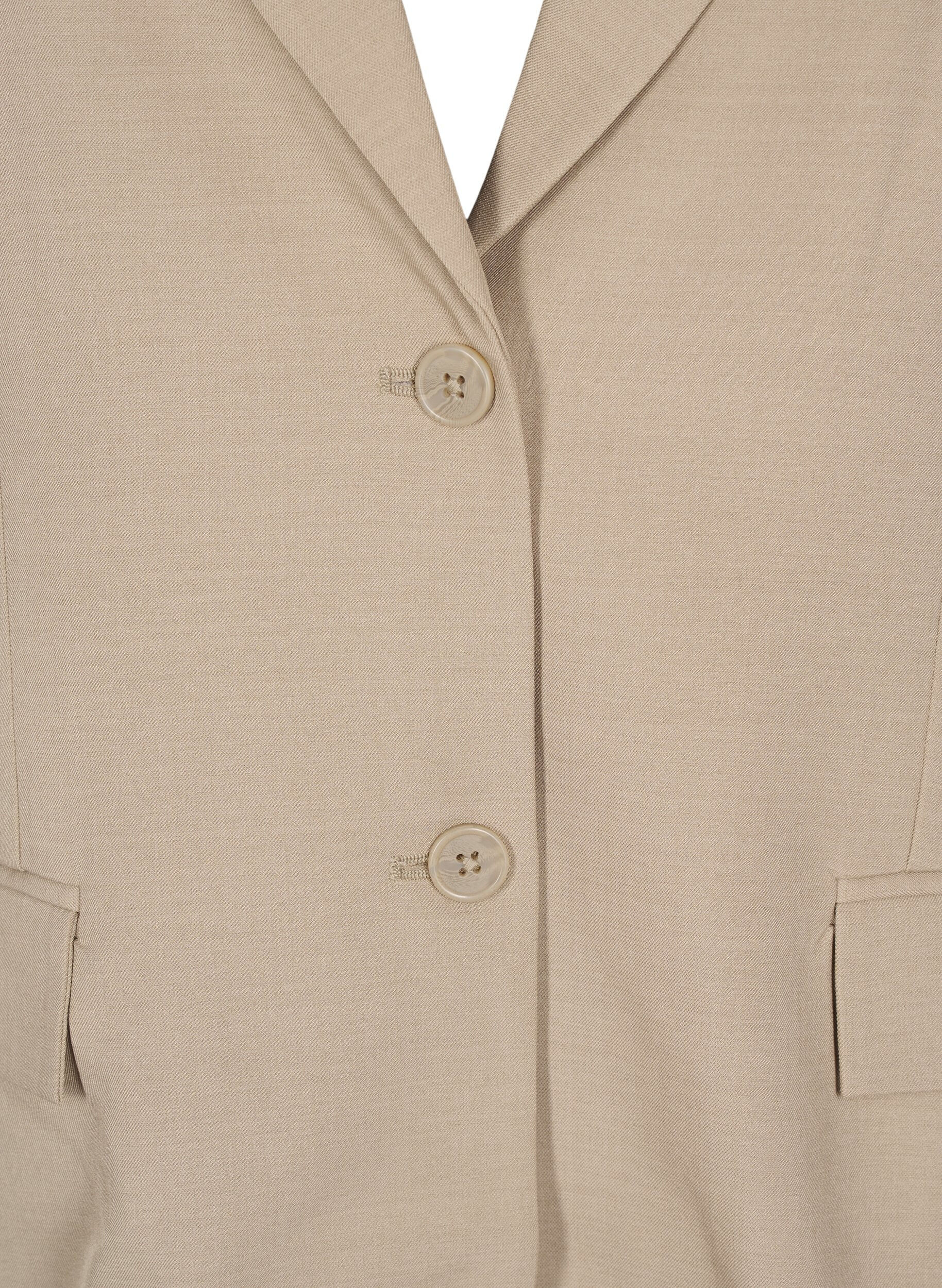 Zizzi FLASH - Blazer med lommer og splitt, Beige, Packshot image number 2