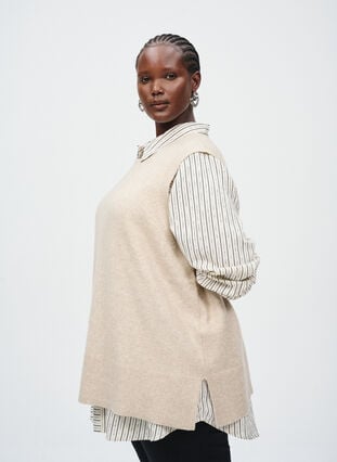 Zizzi Skjorte med stripemønster, White Stripe, Image image number 0