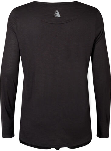 A-formet trenings-t-skjorte med lange ermer	, Black, Packshot image number 1