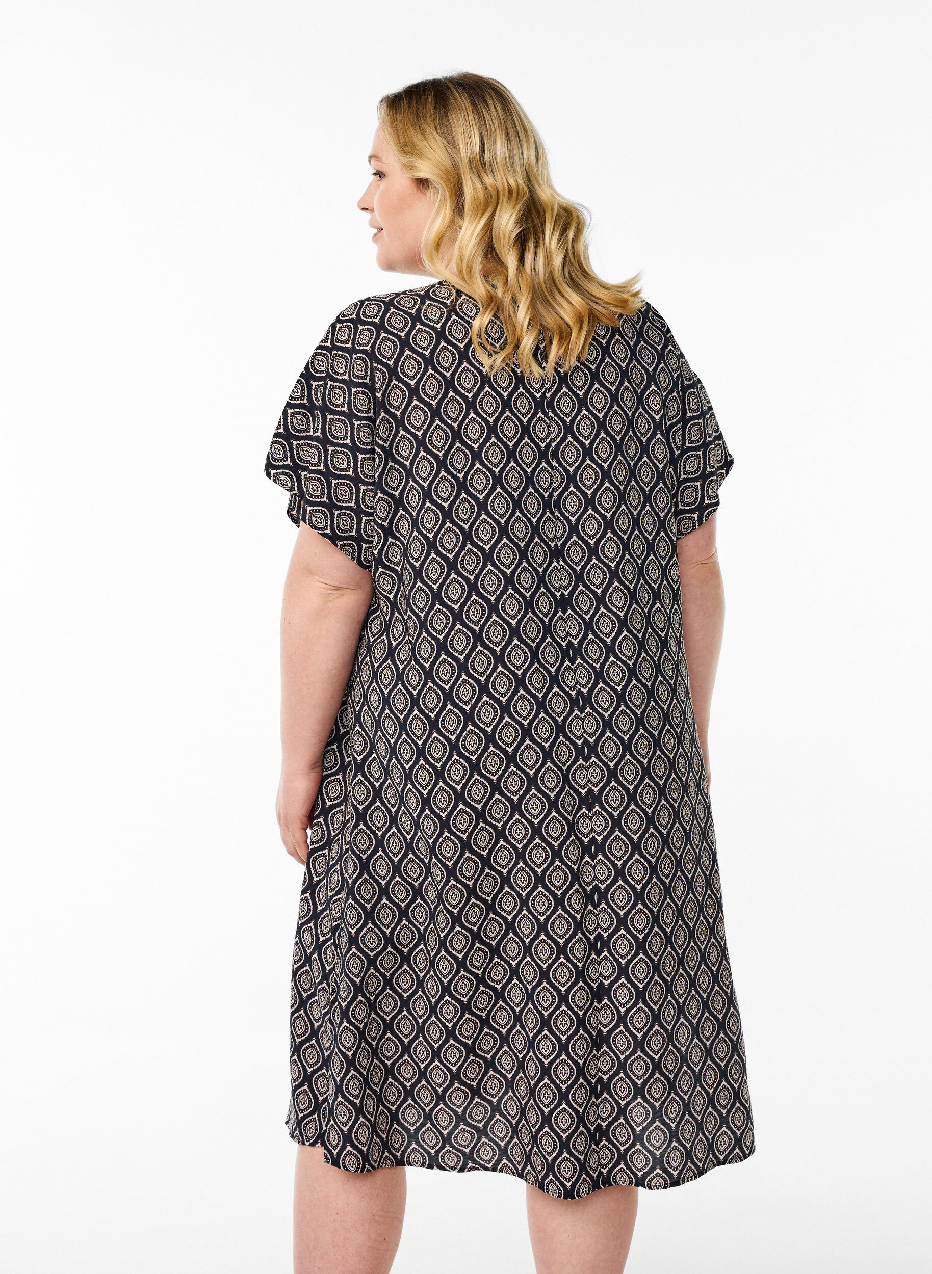 ZizziKjole med V-hals i viskose, Bl&aring;, Model image number 2