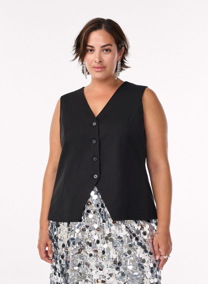 Vest med knappelukking, Svart, Model