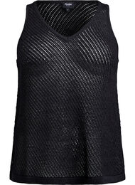FLASH - Ermeløs strikket topp med v-hals, Black
